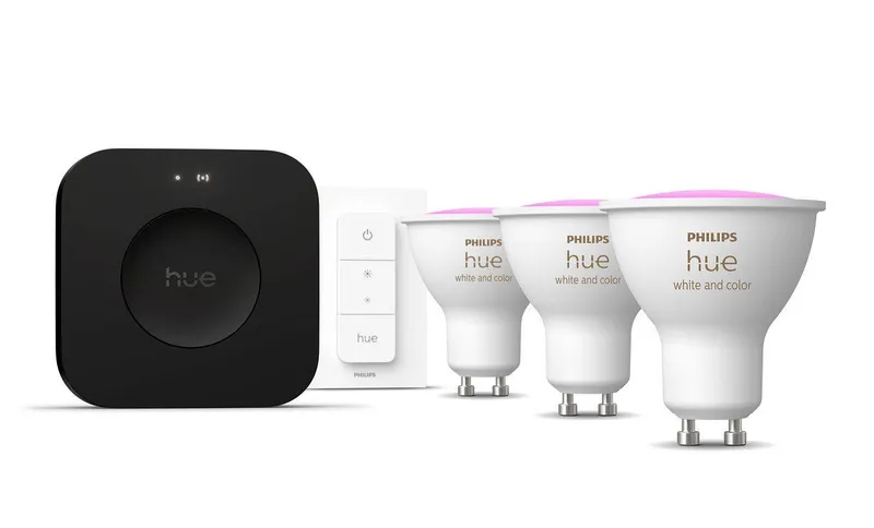 Alternativ bild 0 för Philips Hue Startpaket: 3 st GU10 ljuskällor + Dimmer Switch + Bridge Pro
