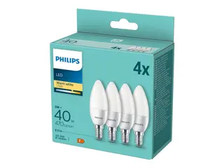 Produktfoto för Philips LED-glödlampa Candle 5W/827 (40W) Frosted 4-pack E14