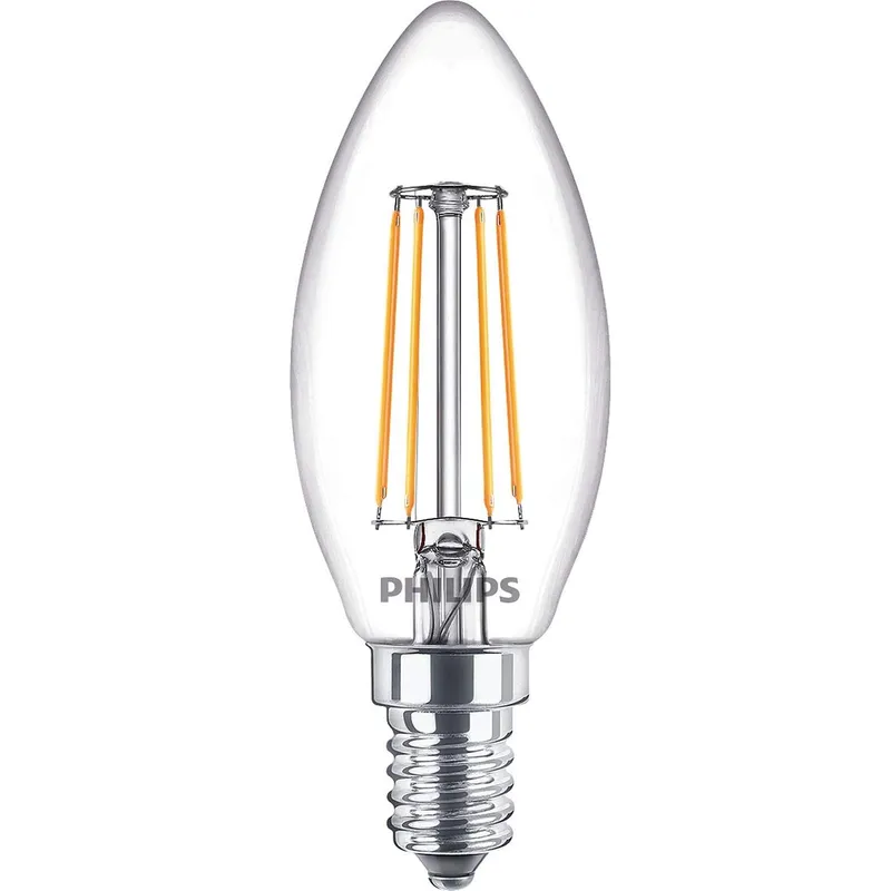 Bild 2 för Philips LED-glödlampa Classic Candle 4.3W/827 (40W) Clear 2-pack E14