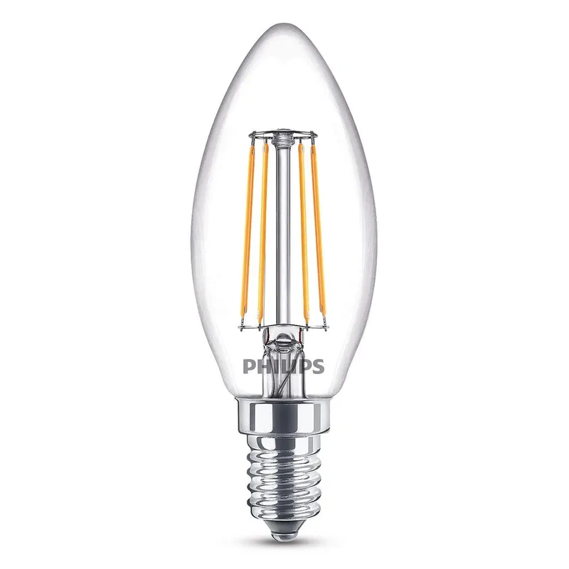 Bild 2 för Philips LED-glödlampa Classic Candle 4,3W/827 (40W) Clear 6-pack E14