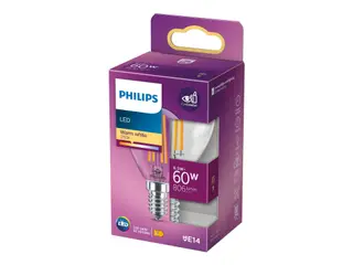 Produktfoto för Philips LED-glödlampa Classic Candle 6,5W/827 (60W) Clear E14