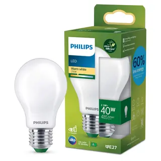 Produktfoto för Philips - LED-glödlampa med filament - form: A60 - glaserad finish - E27 - 2.3 W (motsvarande 40 W) - klass A - varmt vitt ljus - 2700 K