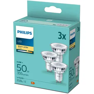 Produktfoto för Philips LED-glödlampa PAR16 4,6W/827 (50W) 36° 3-pack GU10