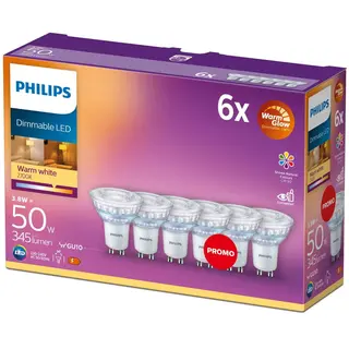 Produktfoto för Philips LED-glödlampa Spot 3,8W/922-927 (50W) 36° WarmGlow Dimmable 6-pack GU10