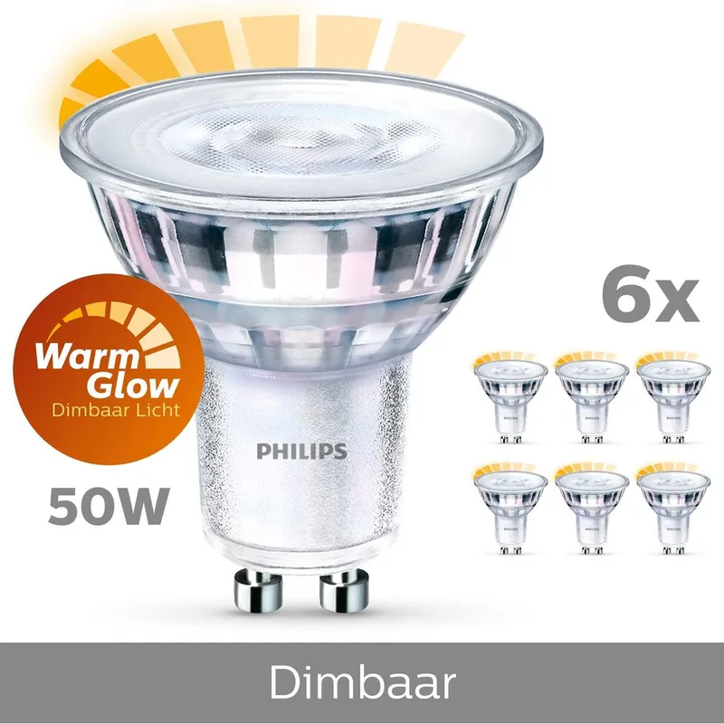 Bild 2 för Philips LED-glödlampa Spot 3,8W/922-927 (50W) 36° WarmGlow Dimmable 6-pack GU10