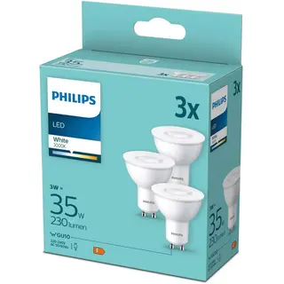 Produktfoto för Philips LED-glödlampa Spot PAR16 3W/830 (35W) 90° 3-pack GU10