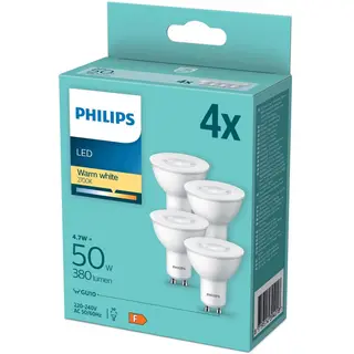 Produktfoto för Philips LED-glödlampa Spot PAR16 4,7W/827 (50W) 36° 4-pack GU10