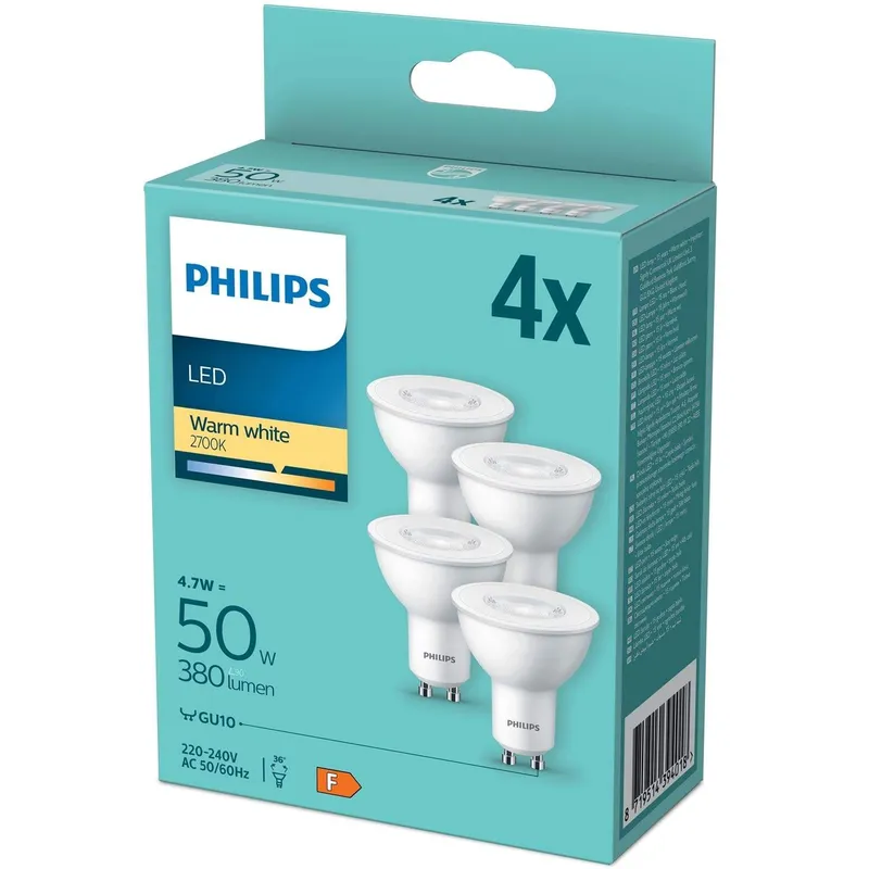 Bild 1 för Philips LED-glödlampa Spot PAR16 4,7W/827 (50W) 36° 4-pack GU10