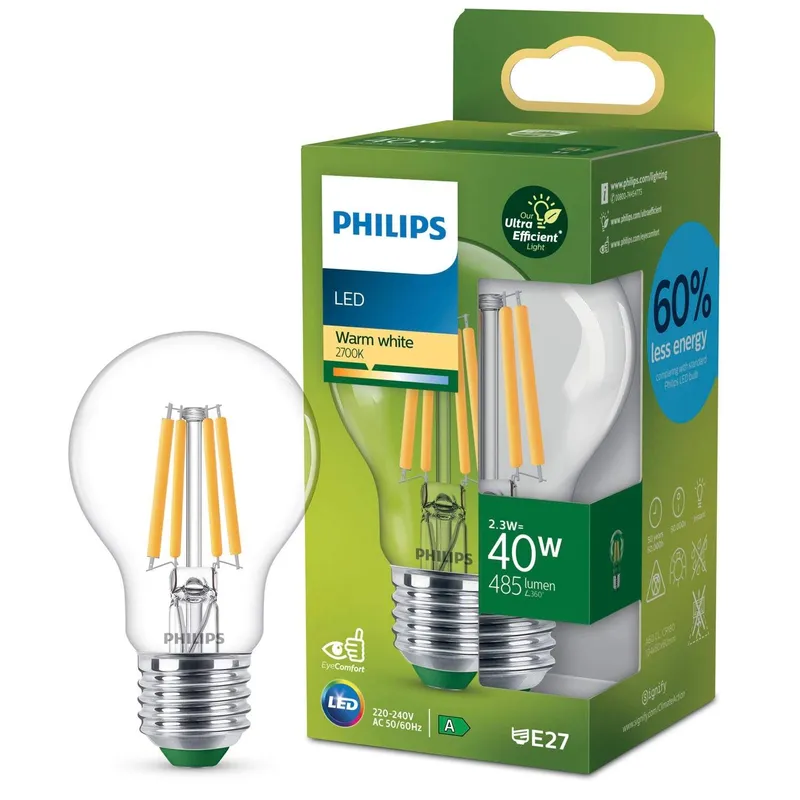 Bild 1 för Philips LED-glödlampa Standard 2,3W/827 (40W) Clear E27
