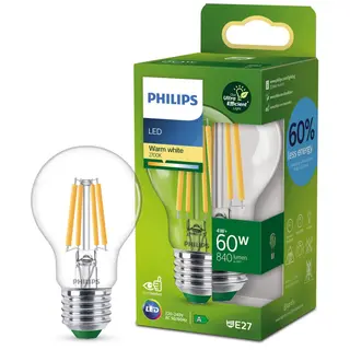 Produktfoto för Philips LED-glödlampa Standard 4W/827 (60W) Clear E27