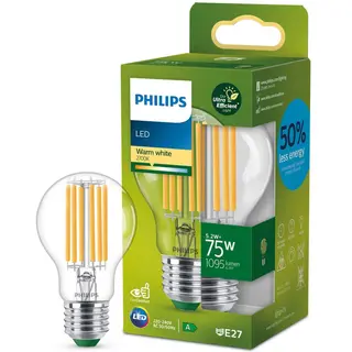 Produktfoto för Philips LED-glödlampa Standard 5,2W/827 (75W) Clear E27