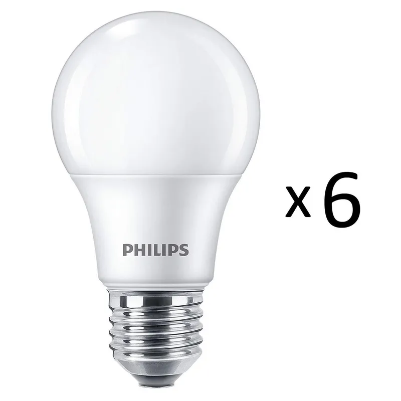 Bild 2 för Philips LED-glödlampa Standard 8W/827 (60W) Frosted 6-pack E27