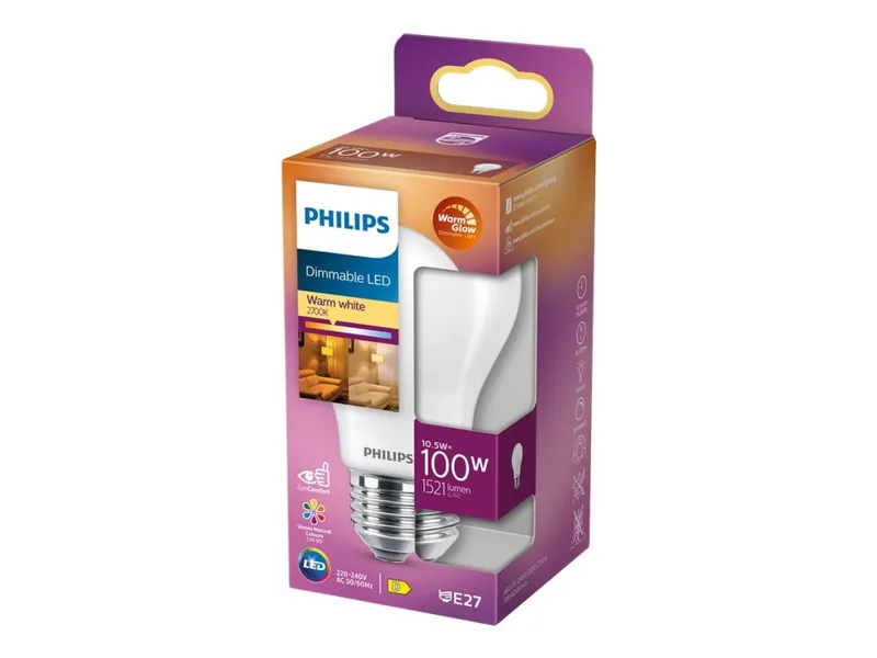 Alternativ bild 0 för Philips - Päronlampa LED 10,5W Warmglow (1521lm) Dimbar E27