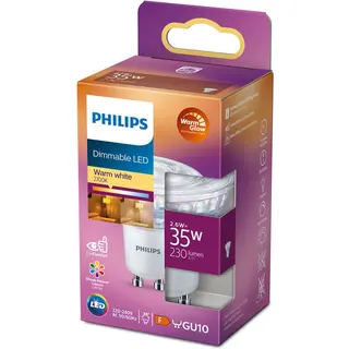 Produktfoto för Philips - Päronlampa LED 2,6W (35W/280lm) Dimbar GU10