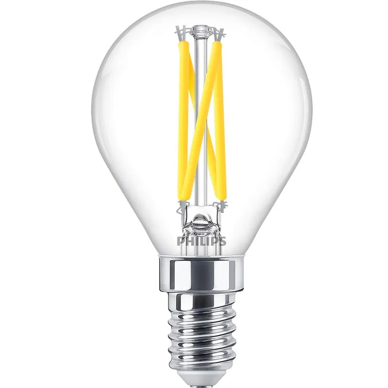 Bild 2 för Philips - Päronlampa LED 3W Glas Klot (250lm) Dimbar E14