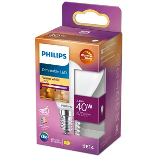 Produktfoto för Philips - Päronlampa LED 4,5W (470lm) Klot Dimbar E14