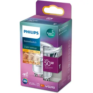 Produktfoto för Philips - Päronlampa LED 4,8W Sceneswitch (355lm) GU10