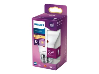 Produktfoto för Philips Sensor LED - LED-glödlampa - form: A60 - glaserad finish - E27 - 7.5 W (motsvarande 60 W) - klass F - varmt vitt ljus - 2700 K