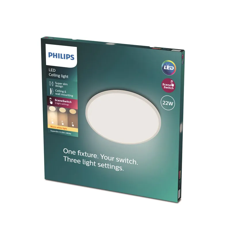 Bild 2 för Philips Superslim CL550 - Vägg-/taklampa - LED - 22 W - 2700 K - rund - vit