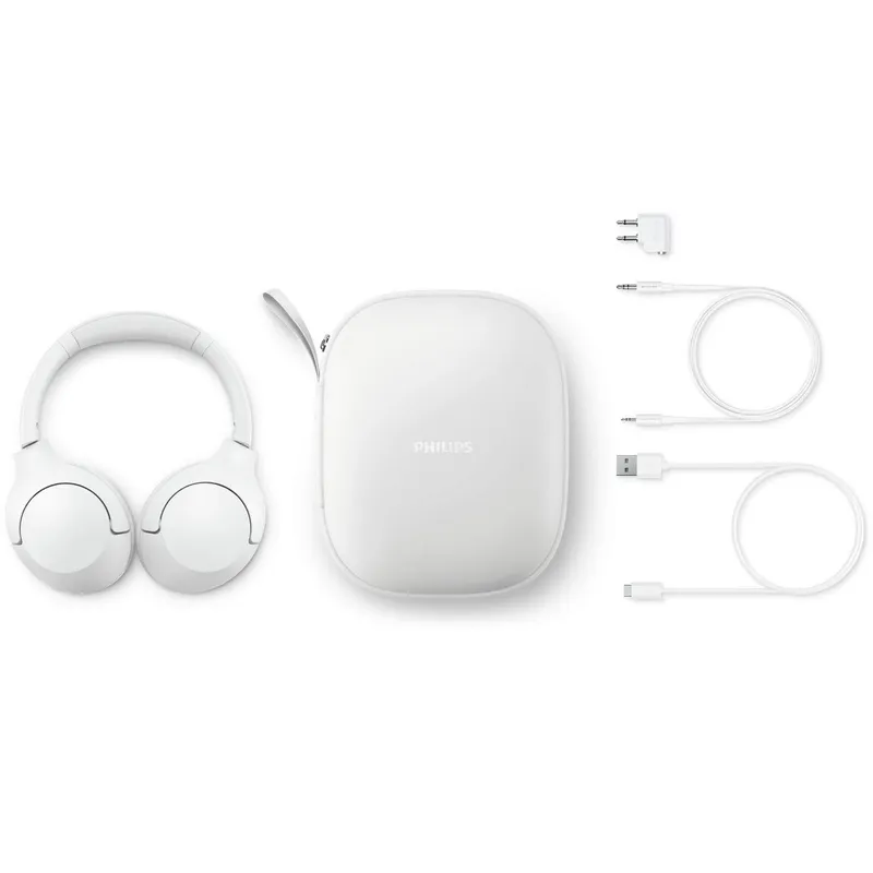 Bild 2 för Philips TAH8506 - Hörlurar med mikrofon - fullstorlek - Bluetooth - trådlös, kabelansluten - aktiv brusradering - 2,5 mm kontakt - vit
