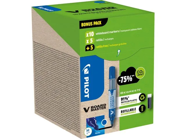 Alternativ bild 0 för Pilot Begreen Whiteboardpenna Greenpack blå 10+10/fp