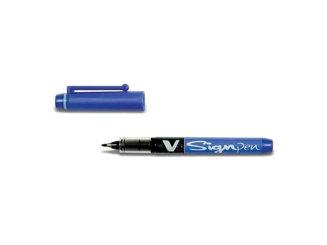 Alternativ bild 0 för Pilot Fineliner, V-sign pen, fineliner, mediumspets, 2 mm spets, blå pennkropp, blått bläck