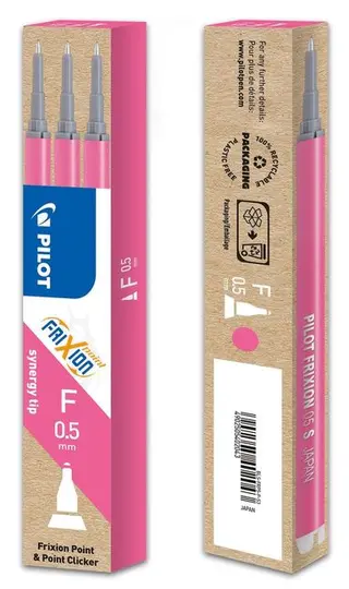 Produktfoto för Pilot FriXion, refill för gelpenna, extra tunn spets på 0,5 mm, rosa bläck