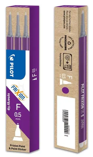 Produktfoto för Pilot FriXion, refill för gelpenna, tunn spets på 0,5 mm, lila bläck