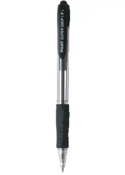 Produktfoto för Pilot Kulpenna, Super Grip, tunn spets på 0,7 mm, transparent skaft med greppzon, svart bläck