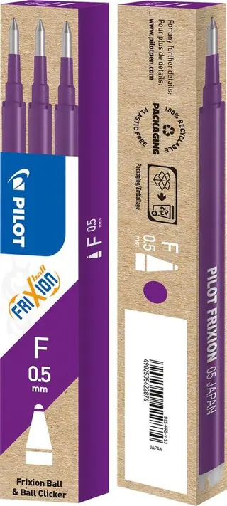 Produktfoto för Pilot Refill Frixion 0,5mm violett 3/FP
