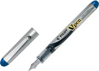 Produktfoto för Pilot Reservoarpenna, V-Pen mediumspets 0,4mm grå pennkropp, blått bläck