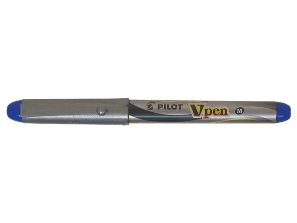 Alternativ bild 0 för Pilot Reservoarpenna, V-Pen mediumspets 0,4mm grå pennkropp, blått bläck