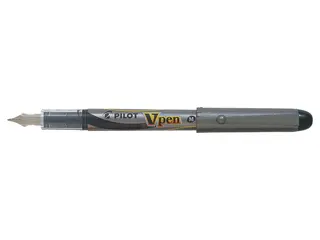 Produktfoto för Pilot Reservoarpenna V Pen mediumspets 0,4mm svart och silverfärgad plastpennkropp svart bläck