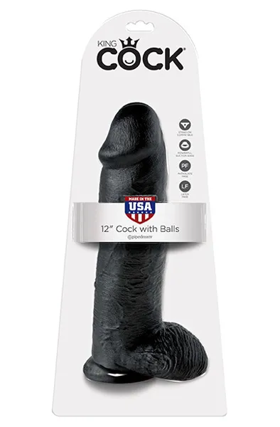 Bild 2 för Pipedream King Cock With Balls Black 30,5 cm