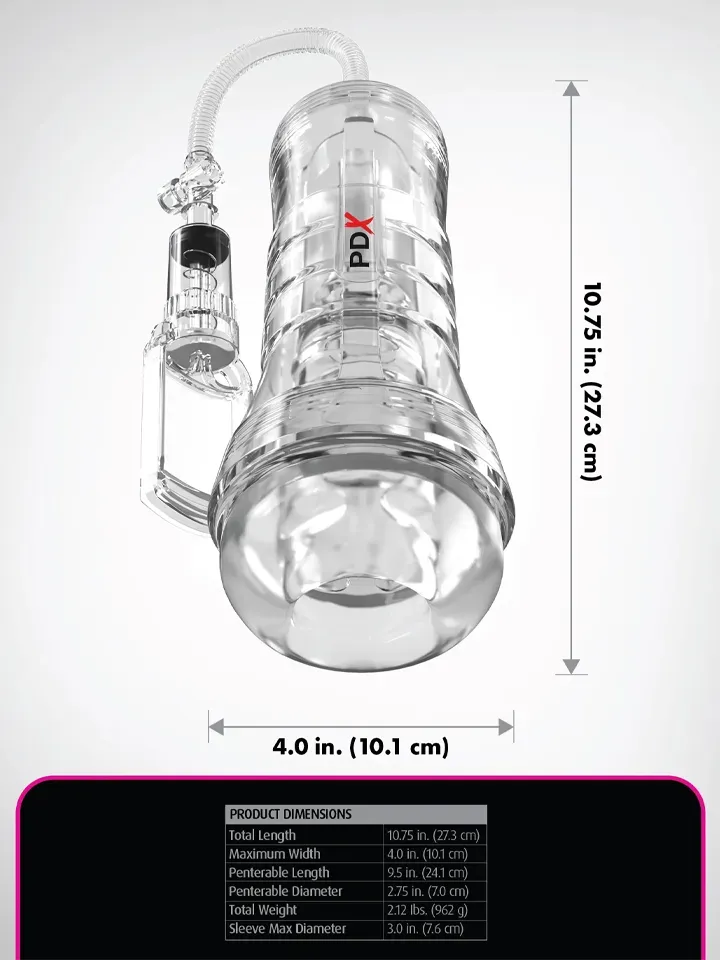 Bild 2 för Pipedream PDX Elite: ViewTube Vac XXL, See-Thru Stroker with Pump