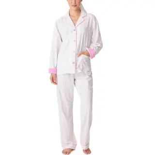 Produktfoto för PJ Salvage Long Sleeve Flannel Pyjama Vit/Rosa bomull Large Dam