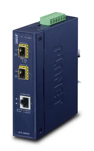 Produktfoto för PLANET IGT-1205AT - Fibermedieomformer - GigE - 10Base-T, 100Base-TX, 1000Base-T - RJ-45 / SFP (mini-GBIC)