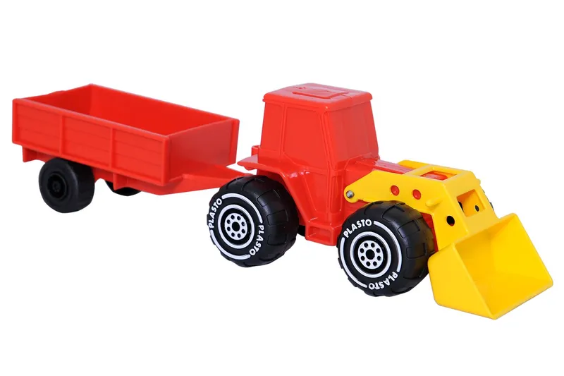 Alternativ bild 0 för Plasto Traktor med frontlæsser og anhænger (33 cm)