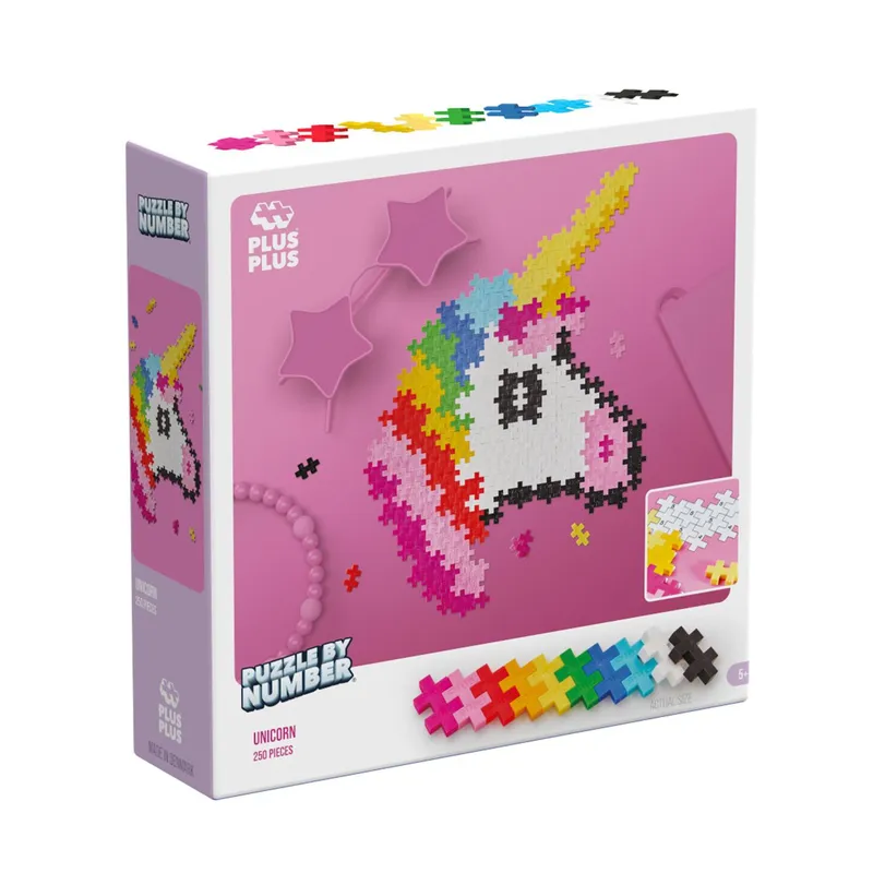 Alternativ bild 0 för Plus Plus Puzzle By Number Byggsats 250-bitar (Enhörning)