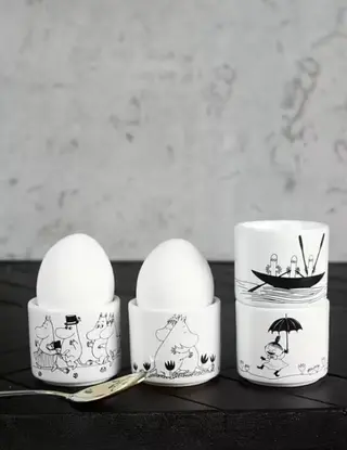 Produktfoto för Pluto Design - Mumin Äggkopp 4-pack Vit/Svart