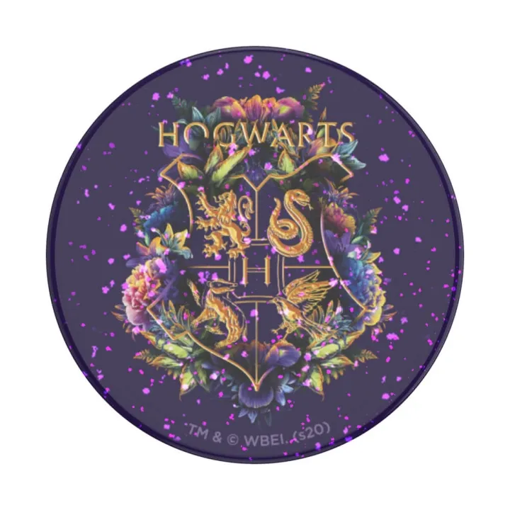 Alternativ bild 0 för PopSockets PopGrip - Fingergrepp/vikbart ställ för mobiltelefon - utbytbar - Glitter Hogwarts Floral