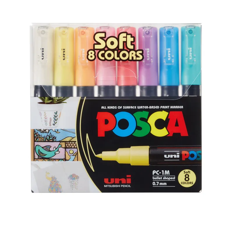 Alternativ bild 0 för POSCA märkset mjuka färger, PC-1M 8 st.