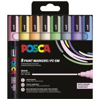 Produktfoto för POSCA marker sæt PC-5M 8 ass. Pastel farver