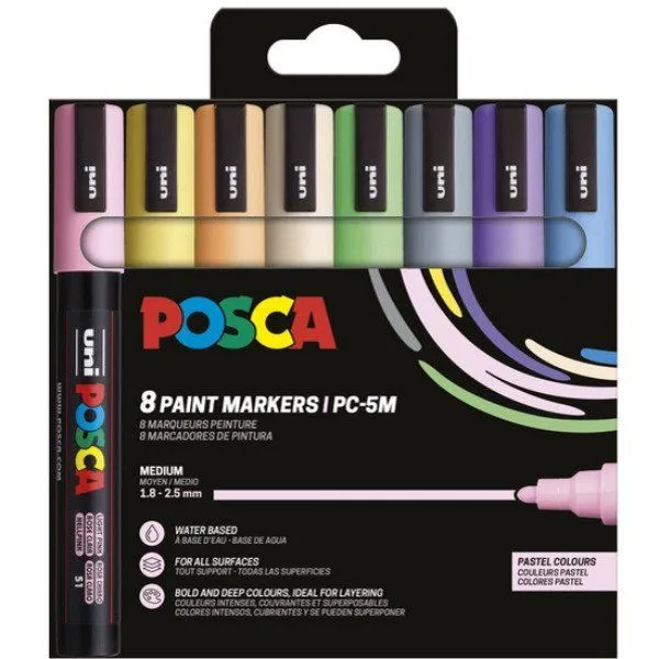 Alternativ bild 0 för POSCA marker sæt PC-5M 8 ass. Pastel farver