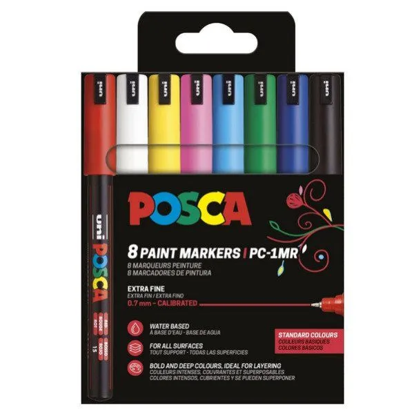 Alternativ bild 0 för POSCA PC-1MR 8st Basic Colours