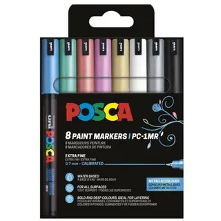 Produktfoto för POSCA PC-1MR 8st metallfärger (inkl. svart+vit)