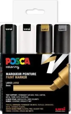Produktfoto för POSCA PC-8K uppsättning med 4 färger, G,S, S, H