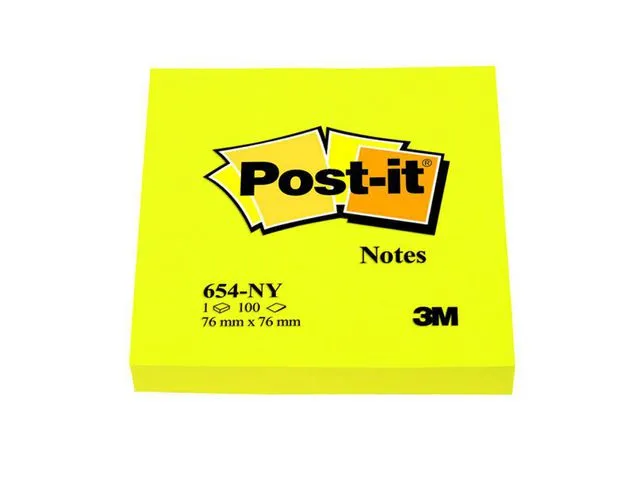 Alternativ bild 0 för Post-it självhäftande block 76x76/100K gul neon (FT510010174)