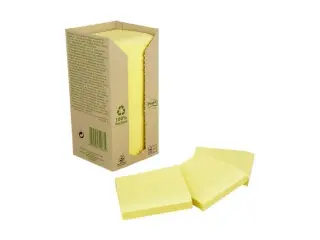 Produktfoto för Post-it® Tower-förpackning med återvunna Sticky-notislappar, 76 x 76 mm, gula, 100 ark