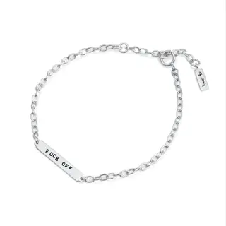 Produktfoto för Power Plates Armband - Fuck Off Silver 16-19 cm